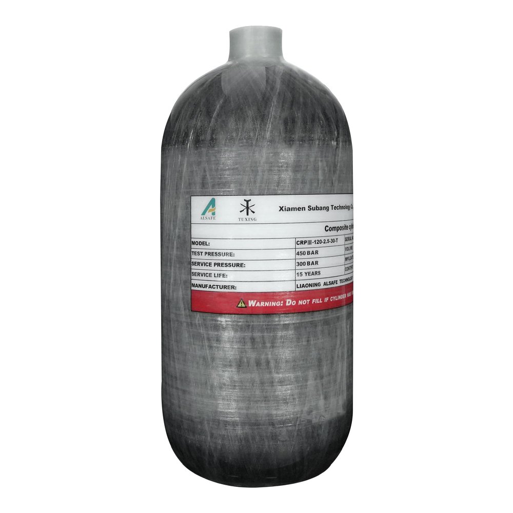 TUXING 4500psi/300Bar High Pressure HPA Tank, 2.5L Carbon Fiber Cylinder, Composite Diving Bottle, PCP Paintball Air Tank Scuba M18*1.5