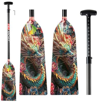 Z&J SPORT Adjustable Dragon Boat Paddle, IDBF Approved Carbon Fiber Paddle, Dragon Graphic Paddle with Adjuster for Dragon Boat Race with Adjustable T Handle (LON16)