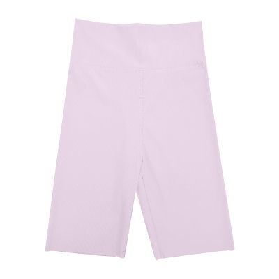 Children's Girl Outer Wear High Waist Yoga Shorts Thin Ice Silk Bottoming Five Points Pants for Baby (Purple, 5-6 Years)