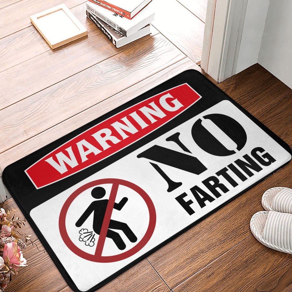 PLOWS Cool Room Accessories for Teens Boys No Farting Warning Rug Desk Accessories for Men Doormat Rug(Size:65X90CM)