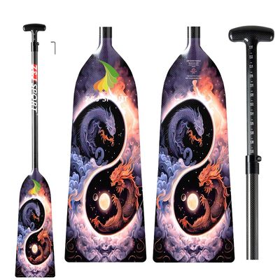Z&J SPORT Adjustable Dragon Boat Paddle, IDBF Approved Carbon Fiber Paddle, Dragon Graphic Paddle with Adjuster for Dragon Boat Race with Adjustable T Handle (LON13)