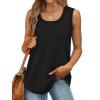 Borniu Womens Tank Tops Summer Loose Sleeveless Tops Scoop Neck Curved Hem Casual Flowy Shirt 2024 Outfits Clothes Black view 1