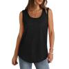 Borniu Womens Tank Tops Summer Loose Sleeveless Tops Scoop Neck Curved Hem Casual Flowy Shirt 2024 Outfits Clothes Black view 2