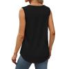 Borniu Womens Tank Tops Summer Loose Sleeveless Tops Scoop Neck Curved Hem Casual Flowy Shirt 2024 Outfits Clothes Black view 3
