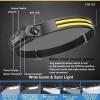 FLUEFOWL New LED Headlamp Rechargeable, 230 COB Super Bright Head Lights for Forehead, 6Mode Hard Hat Light for Adults, USB C Headband Flashlight for Work, Hiking, Running, Camping (10Pack) view 4