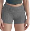 NUFIWI Women Knit Fold Over Shorts High Waist Slim Fit Stretchy Yoga Shorts Summer Casual Active Jogger Bottoms(Grey,Small) view 1