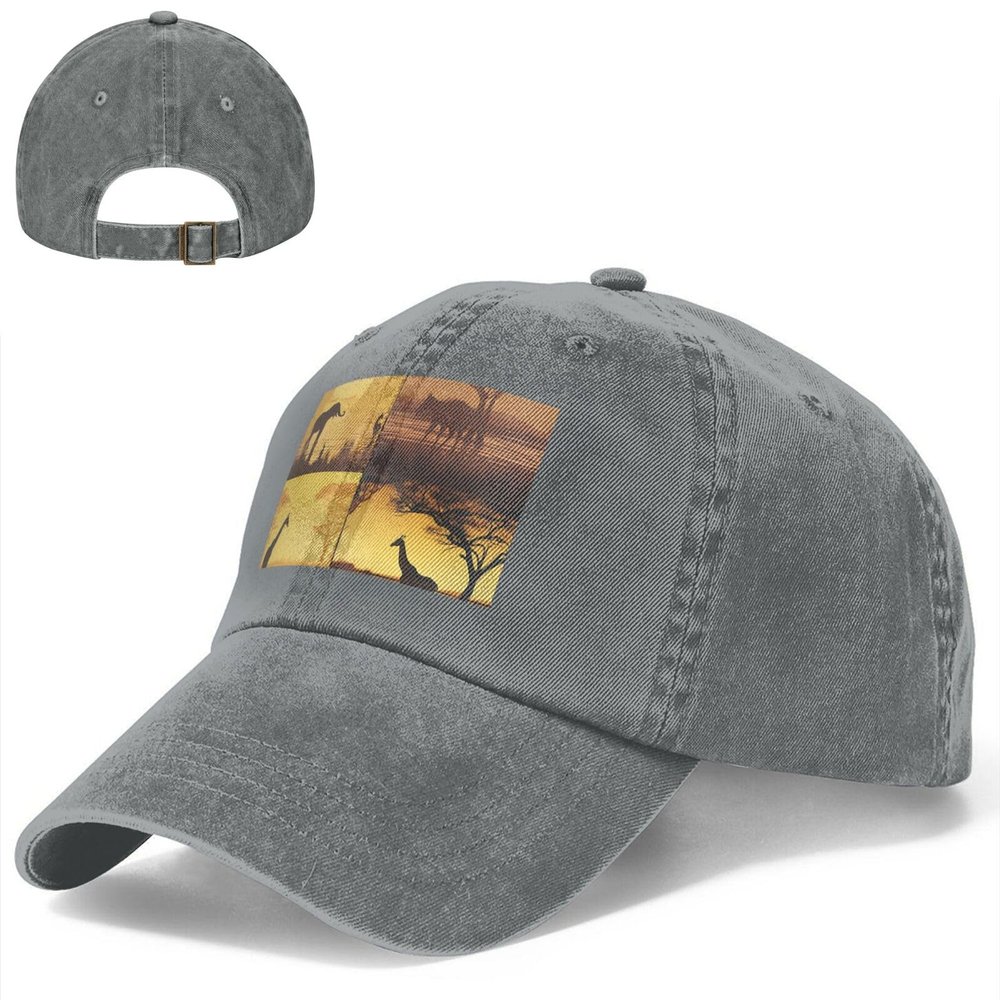 Baseball Cap Golf Dad Hat for Men Women Adjustable Baseball Hat African Grassland Animals Trucker Hat Cowboy Cap Gray