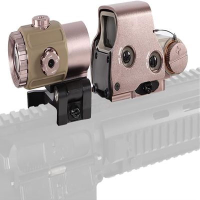 Holographic 558 Sights Red Green Dot Sight Scope with G43 3X Magnifier Switch to Side Quick Detachable QD Mount (558+G43, Gold)