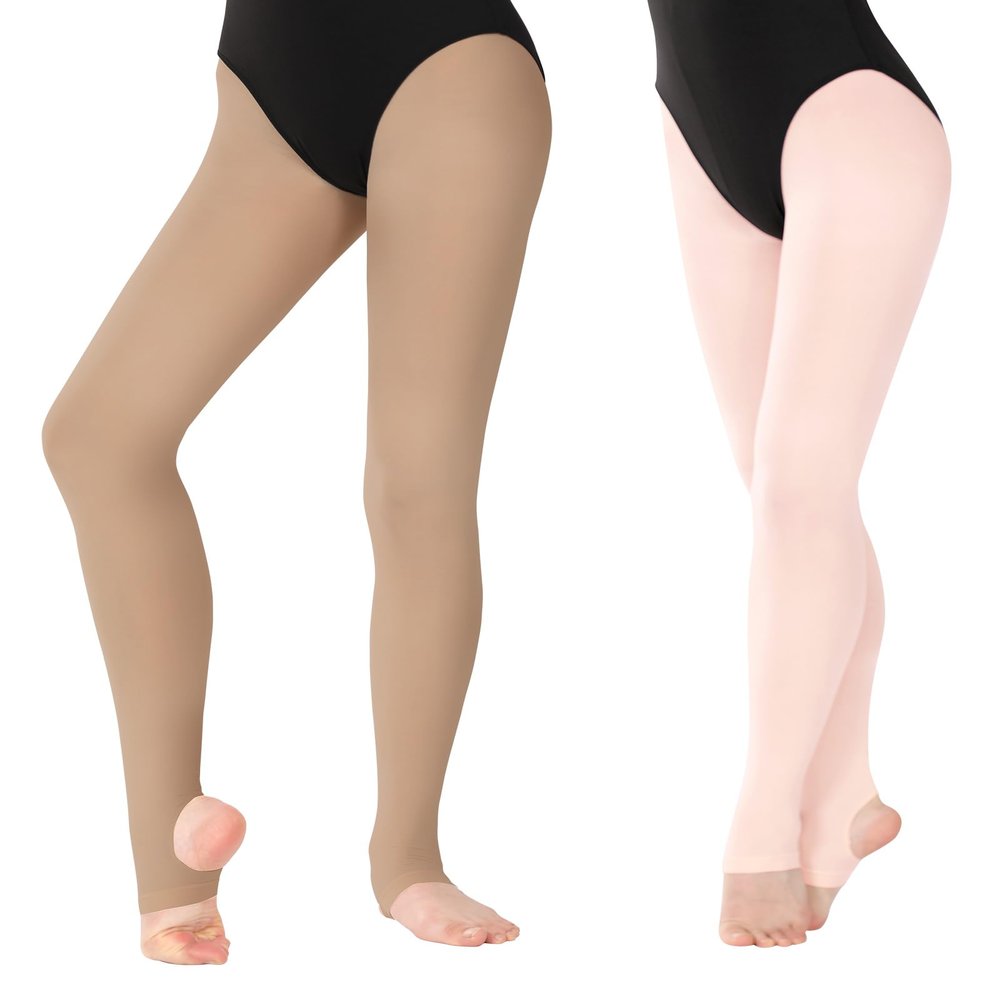 Dayrose Ballet Tights for Women, Stirrup Tights for Women Dance, XX-Large, Ballet Pink+Tan