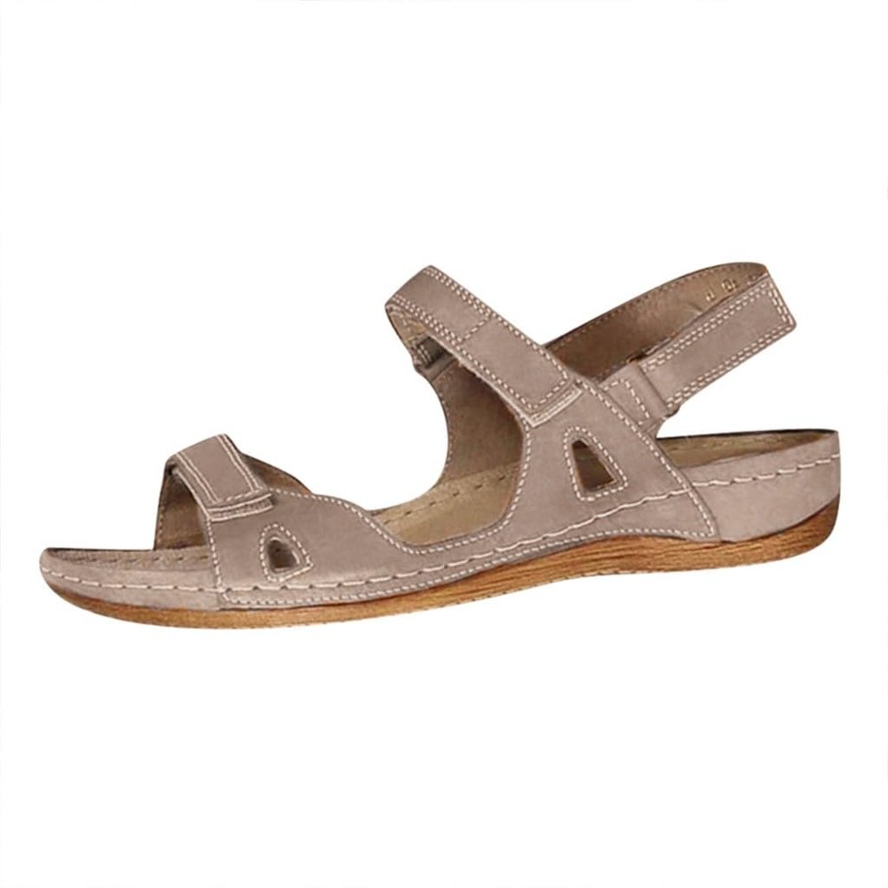 Comfortable Flat Sloping Heel Open Toe Casual Sandals Summer Breathable Women's Shoes Shower shoes (Grey, 12)