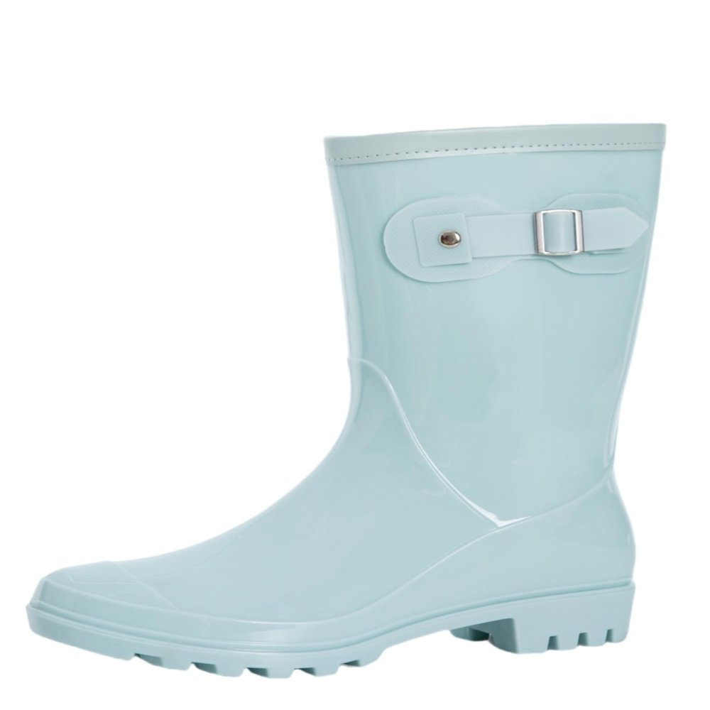 Fubotao Women's Mid Calf Rain Boots Waterproof Fashion Garden Shoes Anti-slipping Rainboots For Women Comfortable Insole Light Rain Shoes
