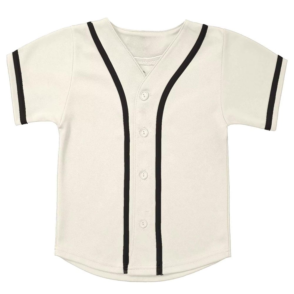 babyhealthy Kids Baseball Jersey Button Down Hip Hop Personalized Sport T Shirts Tops for Boys White
