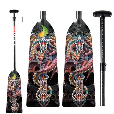 Z&J SPORT Adjustable Dragon Boat Paddle, IDBF Approved Carbon Fiber Paddle, Dragon Graphic Paddle with Adjuster for Dragon Boat Race with Adjustable T Handle (LON15)