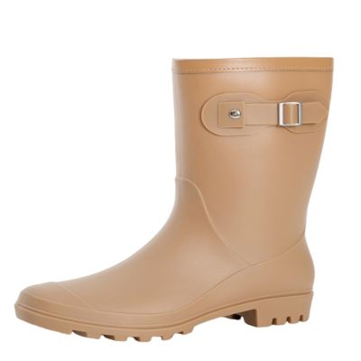 Fubotao Women's Mid Calf Rain Boots Waterproof Fashion Garden Shoes Anti-slipping Rainboots For Women Comfortable Insole Light Rain Shoes