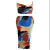 Pluto & Fox Women 2 Piece Pleated Beach Vacation Outfits Casual Sleeveless Crop Tops High Waisted Maxi Skirt Sets(US, Alpha, X-Large, Regular, Regular, colorful 1)