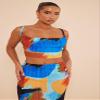 Pluto & Fox Women 2 Piece Pleated Beach Vacation Outfits Casual Sleeveless Crop Tops High Waisted Maxi Skirt Sets(US, Alpha, X-Large, Regular, Regular, colorful 1) view 4