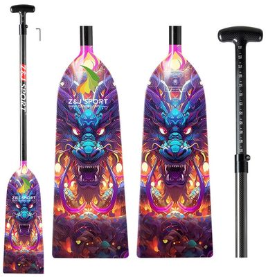Z&J SPORT Adjustable Dragon Boat Paddle, IDBF Approved Carbon Fiber Paddle, Dragon Graphic Paddle with Adjuster for Dragon Boat Race with Adjustable T Handle (LON01)