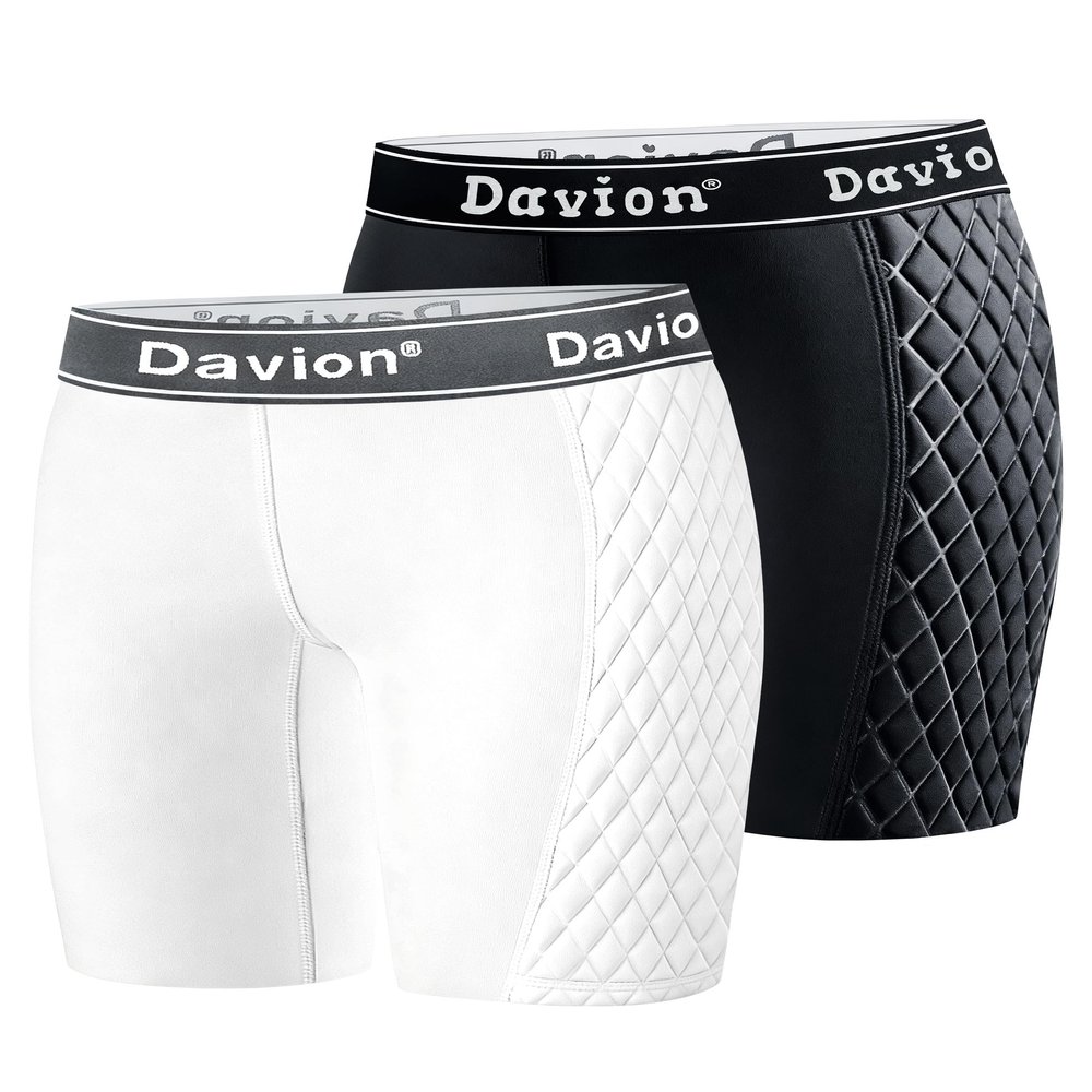 Davion Women Softball Sliding Shorts,Compression Padded Shorts for Baseball Football Lacrosse HockeyBlack/White-M, Medium