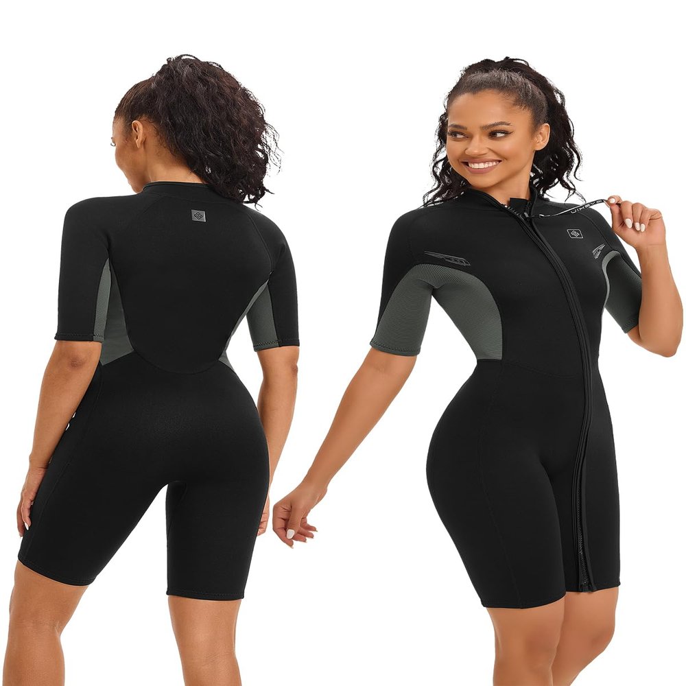 Seaskin Shorty Wetsuits for Womens 2mm Front Zip Diving Suits