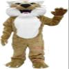 Brown Bobcat Mascot Costume with White Belly Adult Size for Men & Women with Built-in Fan Inside the Head view 1