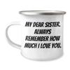Inspirational Gifts for Sister | Always Remember How Much I Love You Enamel Camping Mug - A Heartwarming Father's Day Unique Gift Idea from Me to My Wonderful Sister view 1