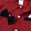 MYGBCPJS Boy Gentleman Outfits Set Toddler Baby 3pcs Stripe Short Sleeve Shirt + Bow Tie + Detachable Suspenders Shorts Suit view 2