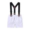 MYGBCPJS Boy Gentleman Outfits Set Toddler Baby 3pcs Stripe Short Sleeve Shirt + Bow Tie + Detachable Suspenders Shorts Suit view 4