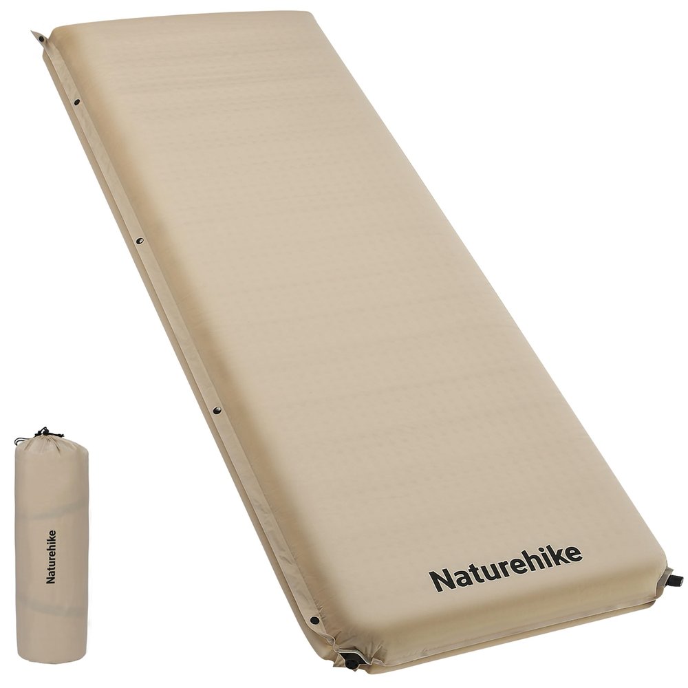 Naturehike 4"/10cm Ultra Thick Foam Self Inflating Sleeping Pad, R9.5 Patchwork Sleeping Mats with 75D Fabric, 4 Seasons Air Mattress for Camping, Travel, Car, Tent, Cot, Hiking