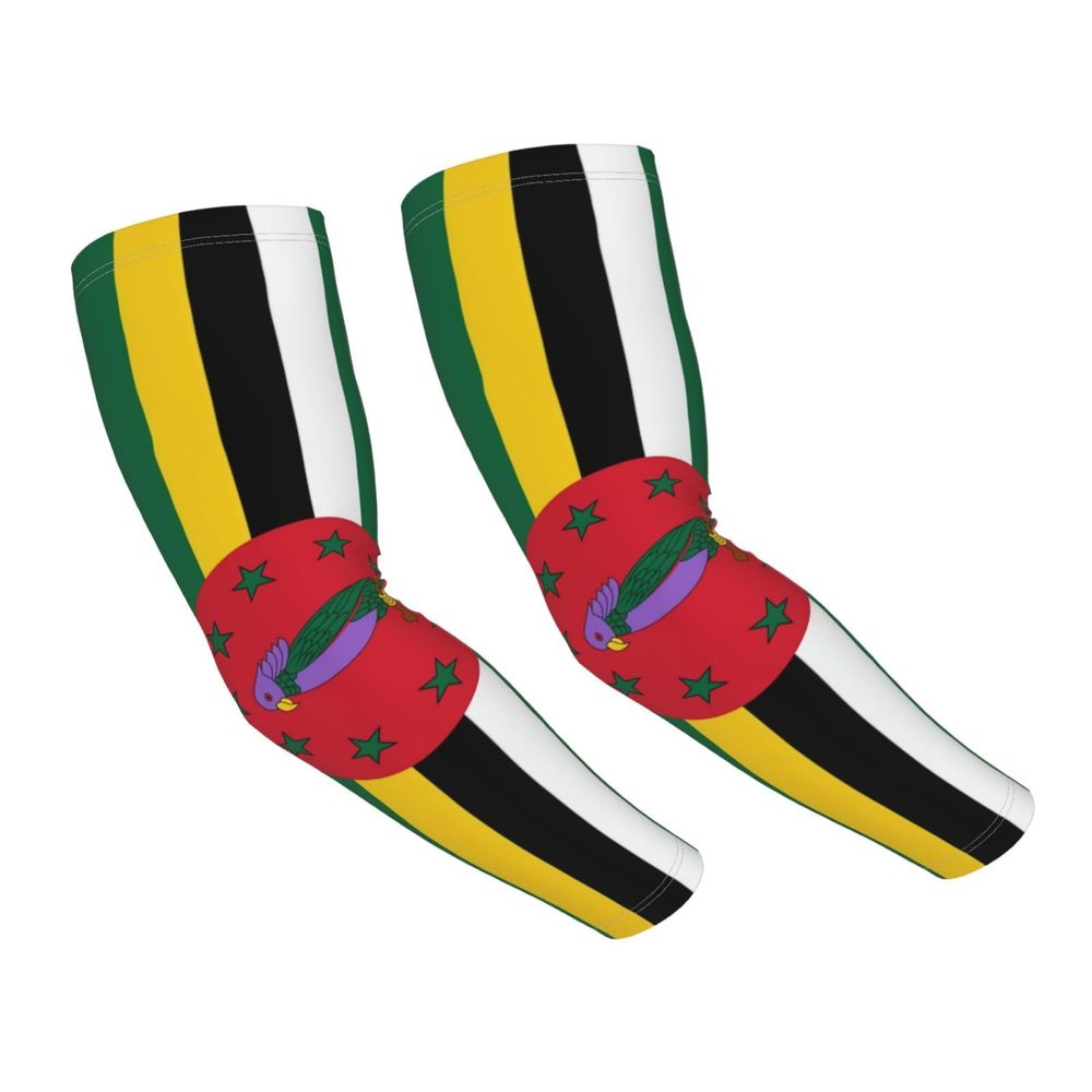 LVGOOKI Cute Dominica Flag Arm Sleeves Flag Sports Sun Cooling Arm Sleeve for Women Men Cycling, Hiking, Running