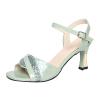 NineFit Basics Sandals For Women Ladies Chunky Heel High Heel Fish Mouth Rhinestone Sandals Outdoor Slipper (Mint Green, 7) view 1
