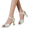 NineFit Basics Sandals For Women Ladies Chunky Heel High Heel Fish Mouth Rhinestone Sandals Outdoor Slipper (Mint Green, 7) view 3