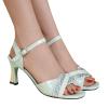 NineFit Basics Sandals For Women Ladies Chunky Heel High Heel Fish Mouth Rhinestone Sandals Outdoor Slipper (Mint Green, 7) view 4