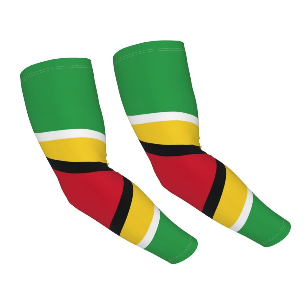 ASYG Cute Guyana Flag Arm Sleeves Sun Protection Arm Sleeves for Men Women Cooling Sleeve for Golf,Hiking, Cycling