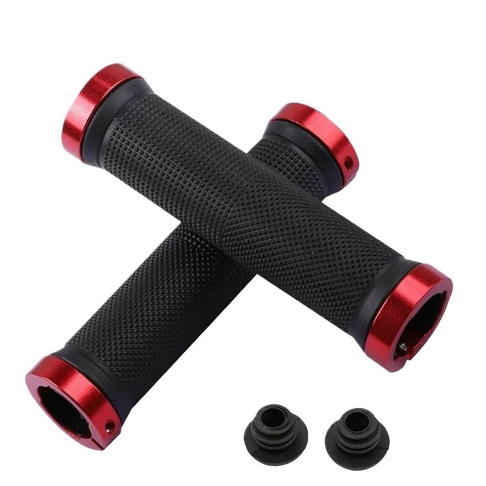 Handlebar Grips Empuaduras De Manillar para Ciclismo, 1 Par, Manillares De Goma Antideslizante para Bicicletas De Montaa Y Bicicletas Cross Con Ruedas Bike Handlebar(Color:A-red)