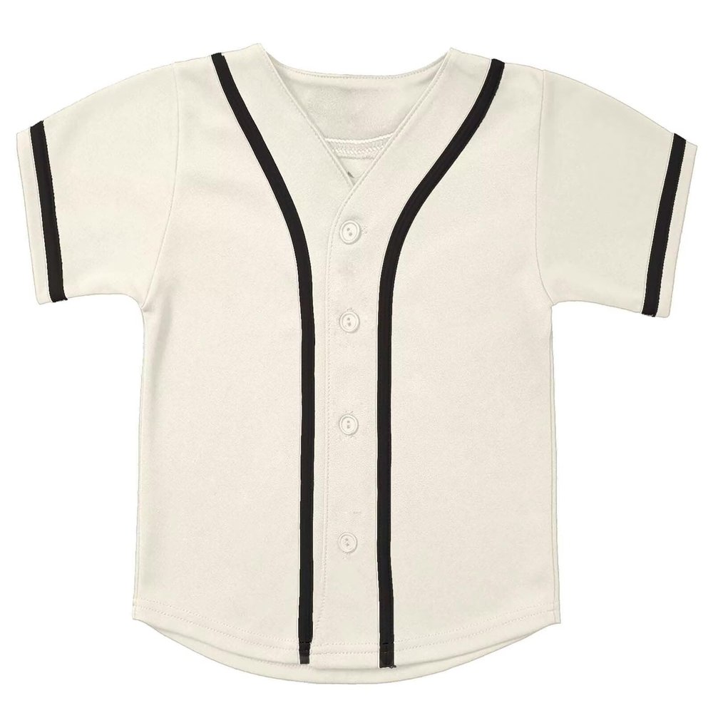 babyhealthy Kids Baseball Jersey Button Down Hip Hop Personalized Sport T Shirts Tops for Boys White
