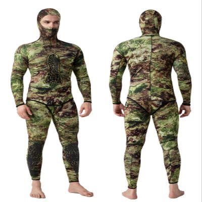 FLEXEL Men Spearfishing Premium Camouflage 3mm 5mm CR Neoprene Wetsuit Scuba Diving Suit Hoodie Snorkeling Suits 2 Piece