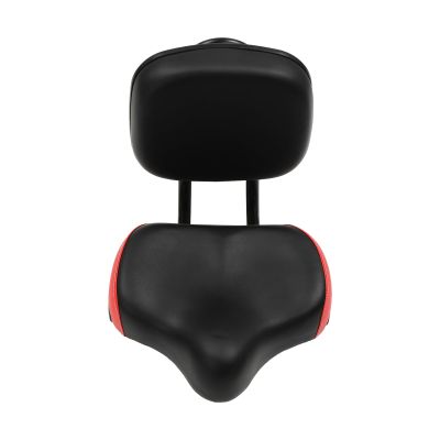 Bicycle Seat Cushion, Wide Soft Leather Cushion Liner with Adjustable Backrest Replacement, Comfortable, Replacement, Universal, Backrest Height Adjustable, Suitable for Bicycle, Tricycle (Black Red)