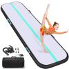 Air Tumble Track Mat, 16ft/20ft/10ft/13ft/6.6ft Inflatable Tumbling Track Mat for Gymnastics, 4/8in Thickness Gym Mats for Home Use/Training/Cheerleading/Yoga/Water with Electric Pump - Black & Green view 1