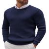 COOFANDY Men's Ribbed Crewneck Sweater Long Sleeve Slim Fit Knitted Pullover Sweater Navy Blue view 1