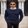 COOFANDY Men's Ribbed Crewneck Sweater Long Sleeve Slim Fit Knitted Pullover Sweater Navy Blue view 3