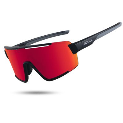 EKOZACK Cycling Sunglasses for Men Women Big Large Driving Fishing Mountain Bike Baseball Sun Glasses UV Protection Mirrored Red Shades