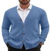 COOFANDY Men's Cardigan Sweater Long Sleeve Casual V Neck Button Down Knitted Sweater with Pockets Blue view 1
