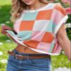WIFFGO Womens Spring Crop Tops 2026 Summer Cap Short Sleeve Sweater Vest Loose Shirts Cute Trendy Top Vacation Outfits A-Pink view 3