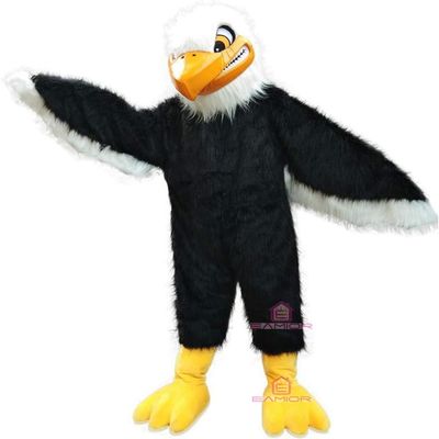 Long Fur Fierce Hawk Eagle Mascot Costume Adult Size for Men & Women with Built-in Fan Inside the Head