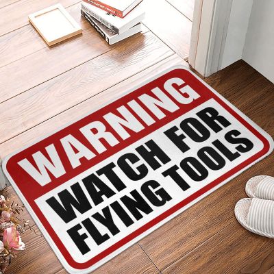 PLOWS Outdoor Rug Doormat Warning Watch for Flying Tools Mat Fall Front Porch Decor Door Mats for Home Entrance(Size:50X80CM), CITPCKCDB-50X80CM