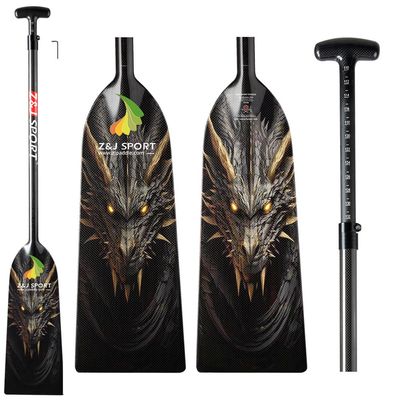 Z&J SPORT Adjustable Dragon Boat Paddle, IDBF Approved Carbon Fiber Paddle, Dragon Graphic Paddle with Adjuster for Dragon Boat Race with Adjustable T Handle (LON17)