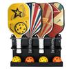TOPOWN Pickleball Paddle & Ball Rack - Heavy-Duty Steel, Holds 4 Paddles & 4 Balls, Fence & Wall Mount view 1