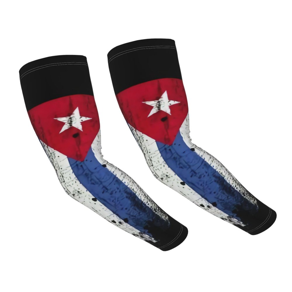 ASYG Cute Funny Cuba Flag Arm Sleeves for Men and Women Cooling Sports Sun Sleeve for Traveling,Walking,Golf