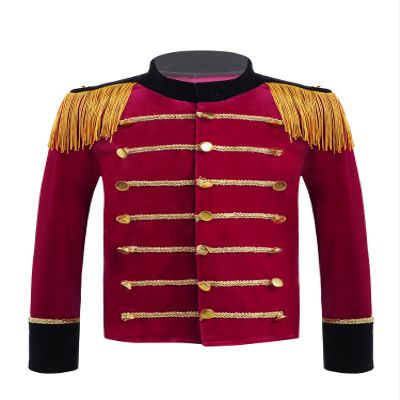 JEYPINMI Kids Boys Girls Drum and Trumpet Team Tassels Jacket Coat Marching Band Uniform Majorette Performance Tops Red 6 Years