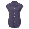 Womens Button Down Cotton Linen Shirts V Neck Roll Up Short Sleeve Blouses Loose Collared Shirt Casual Work Tops Purple 2X view 4
